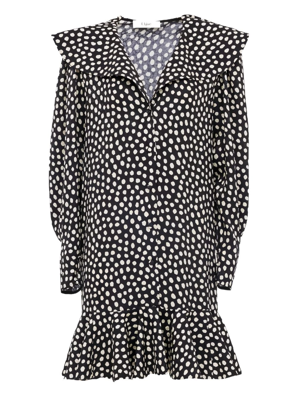 Chloé Chloe V-neck long sleeves Dotted silk dress