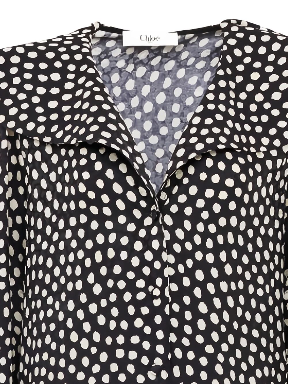 Chloé Chloe V-neck long sleeves Dotted silk dress
