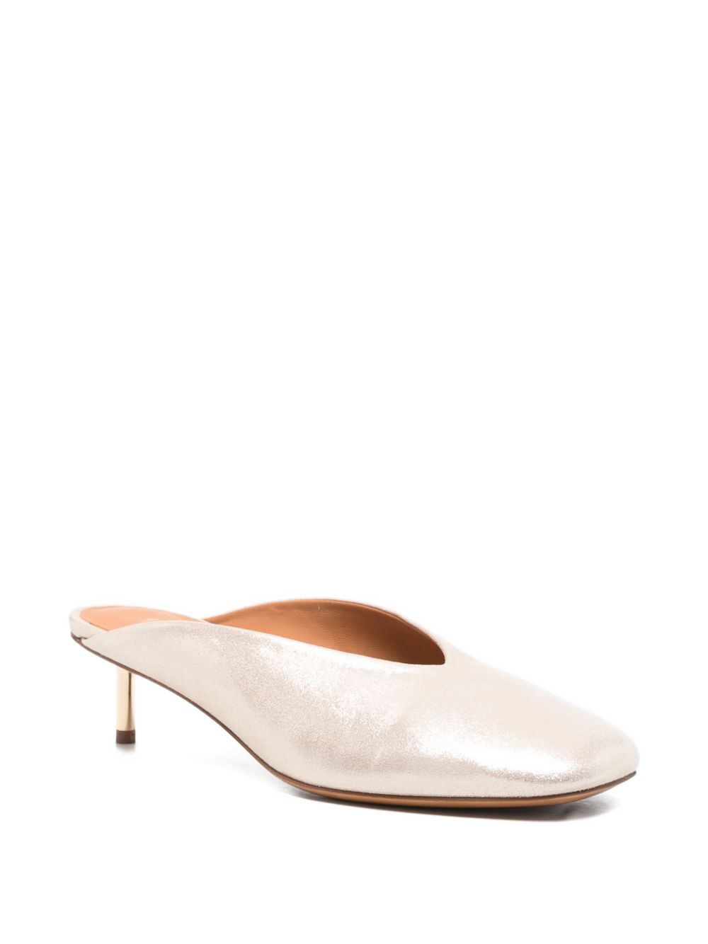 Forte Forte laminated leather mules with metallic heel