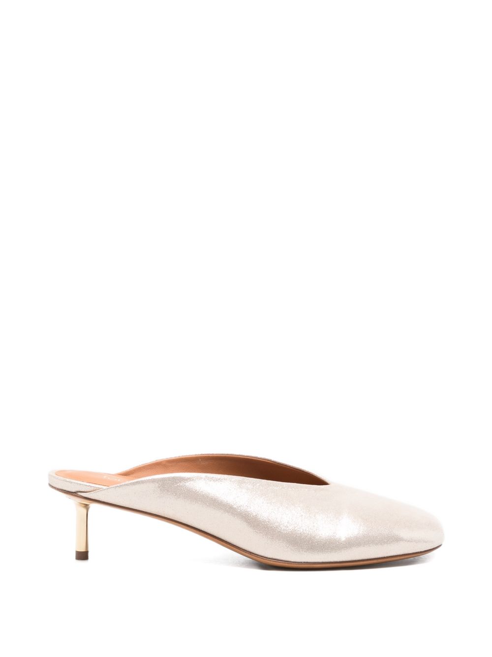 Forte Forte laminated leather mules with metallic heel