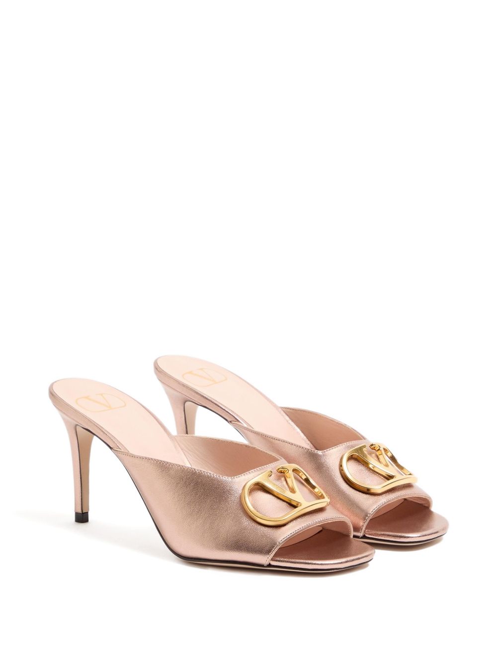 Valentino Garavani VLogo Signature metallic leather mules