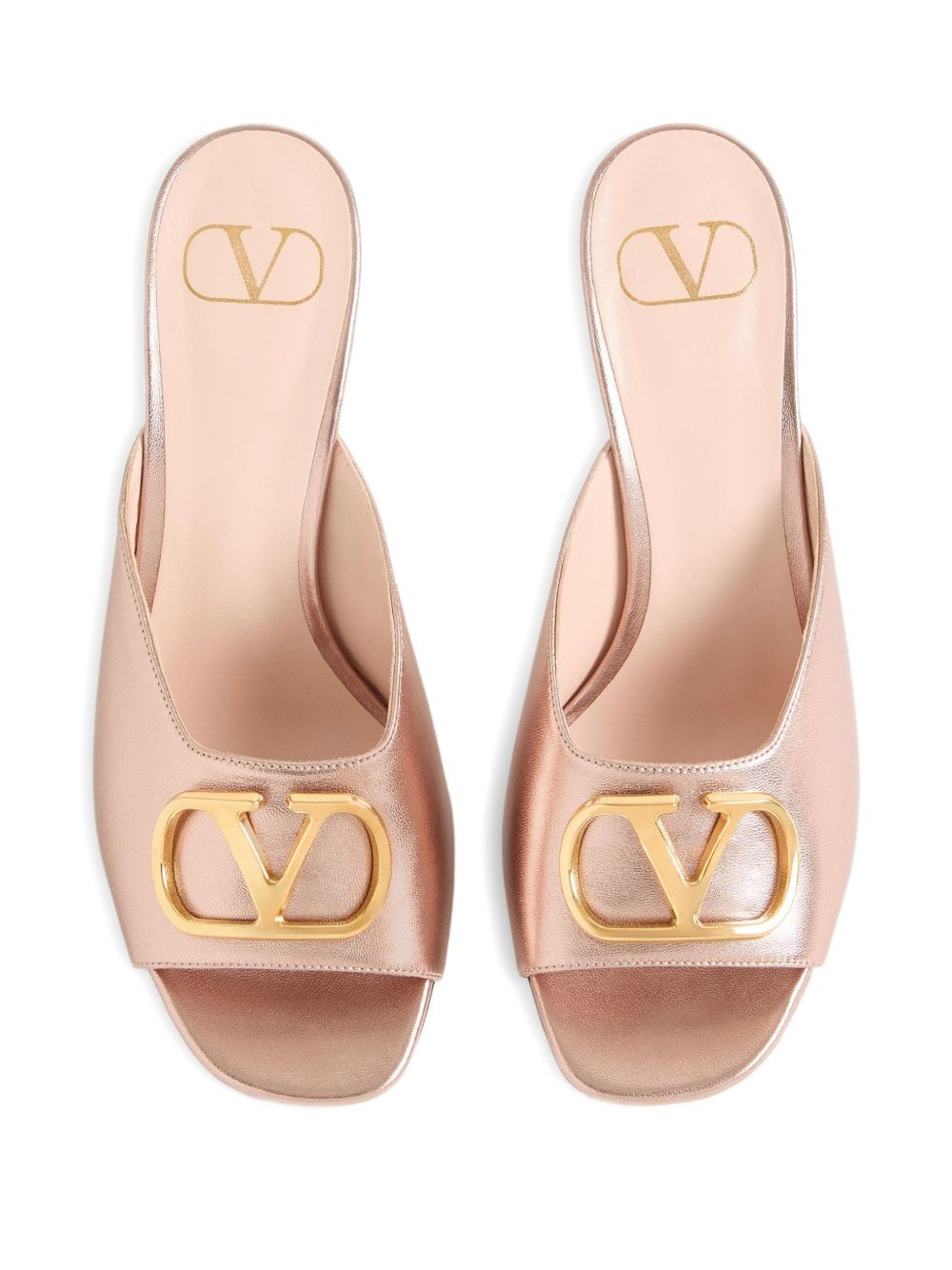 Valentino Garavani VLogo Signature metallic leather mules