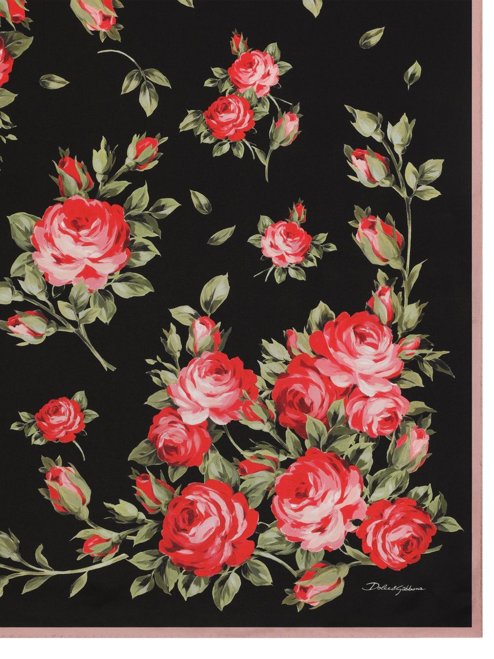 Dolce & Gabbana- Dolce & Gabbana Roses Bouquet Print Silk Foulard.