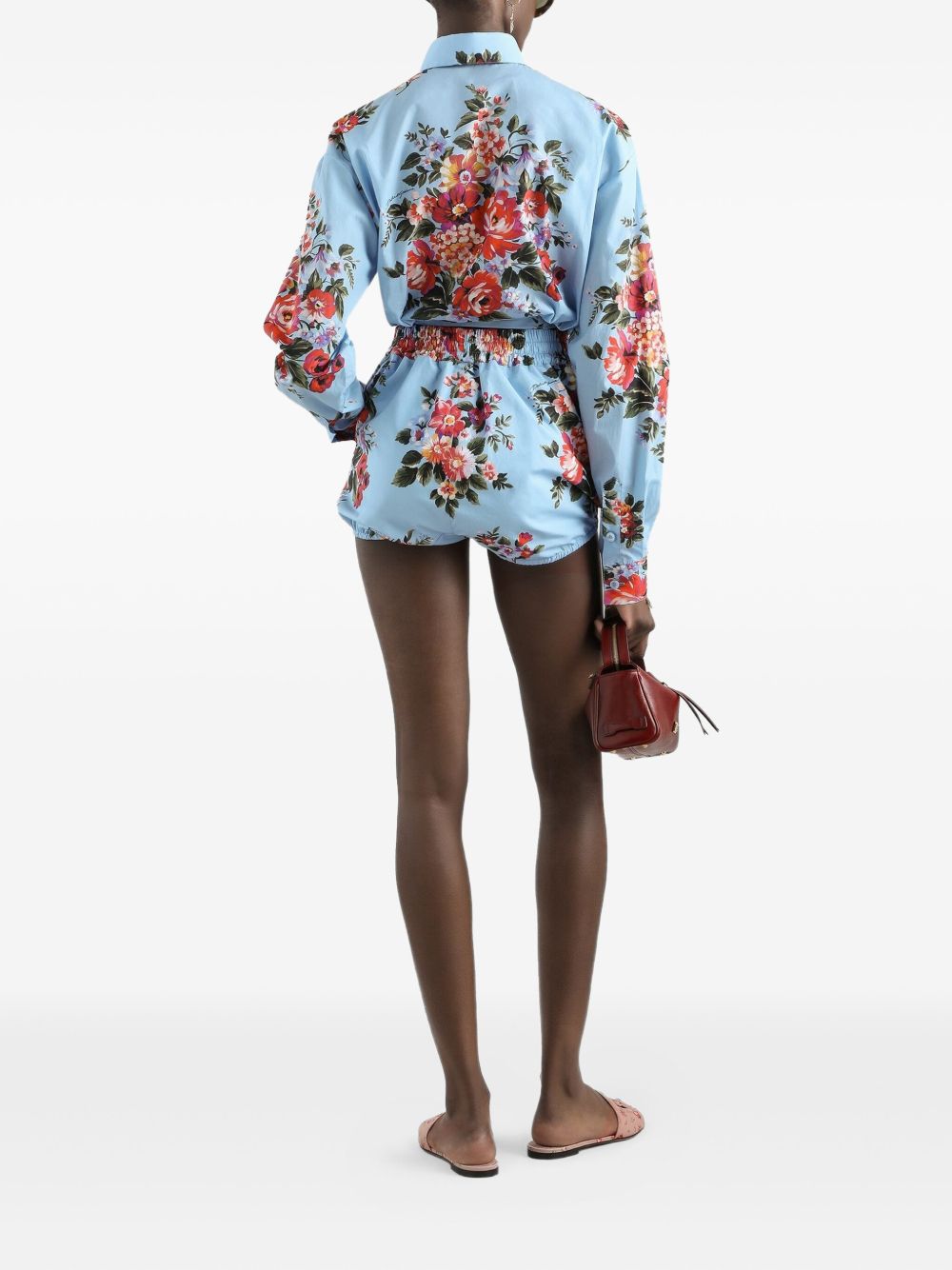 Dolce & Gabbana-Floral cropped cotton shirt