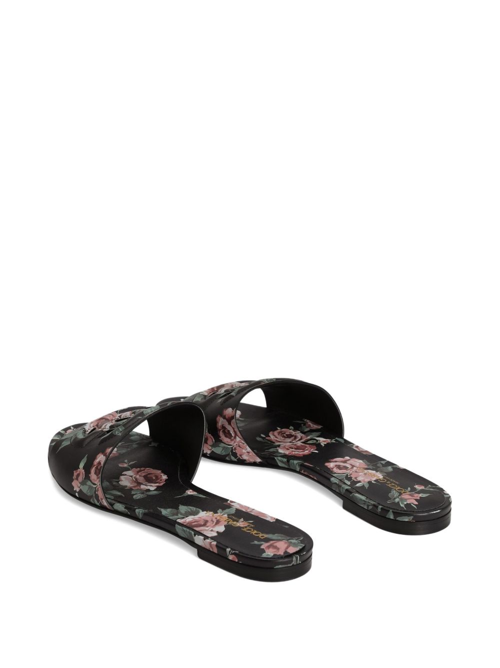 Dolce & Gabbana-DG black floral print slide sandals
