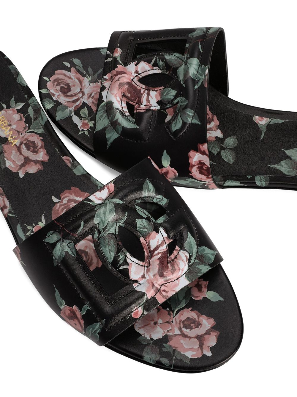 Dolce & Gabbana-DG black floral print slide sandals