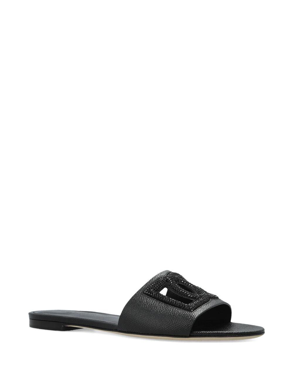 Dolce & Gabbana-DG-logo leather slides