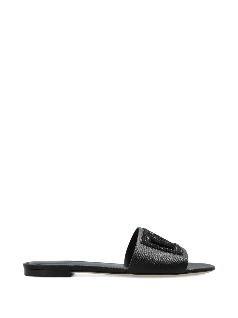 Dolce & Gabbana-DG-logo leather slides