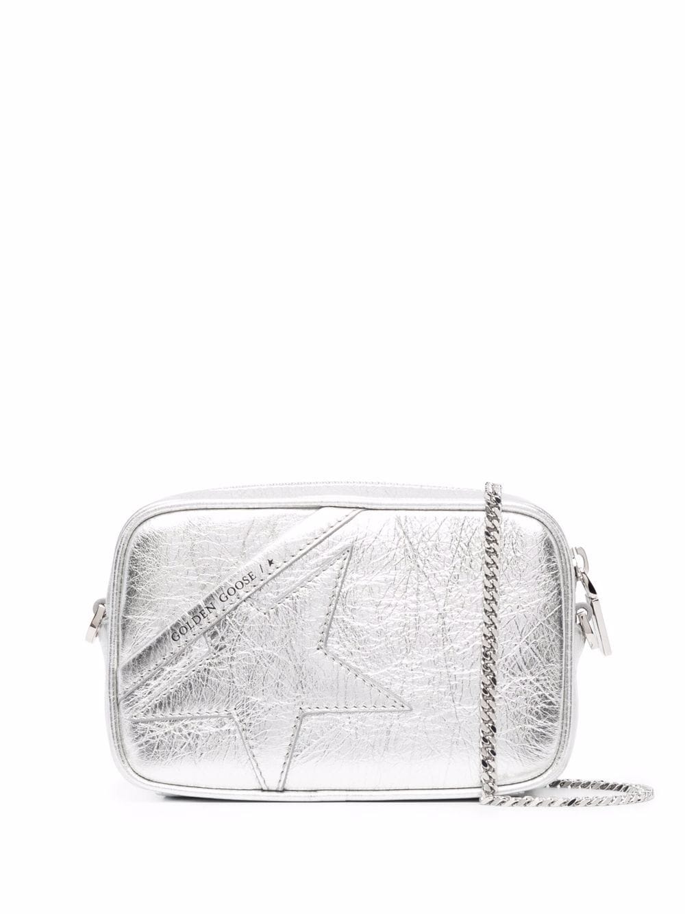 Golden Goose Mini Star Bag In Silver Laminated Leather
