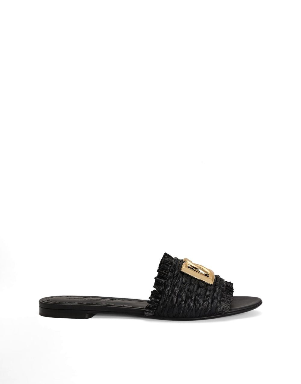 Dolce & Gabbana Woven Raffia Slippers with Fringe