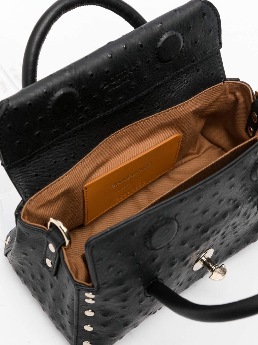 Zanellato Dotta® Baby Cactus Black Crater Leather Bag