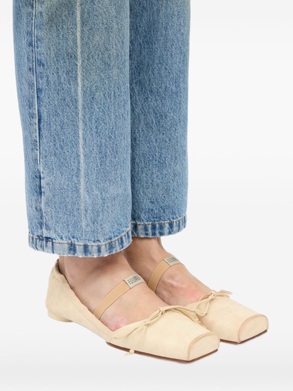 MM6 Maison Margiela Square-toe leather ballerina shoes