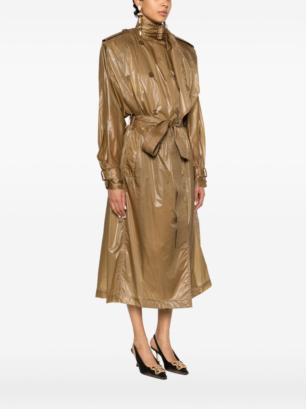 Saint Laurent Lavallière Double-Breasted Belted Trench Coat