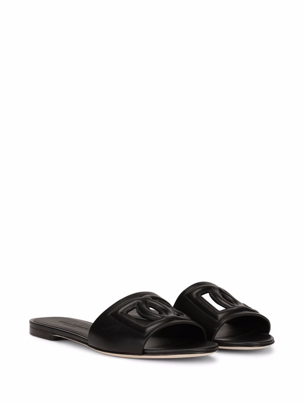 Dolce & Gabbana DG Logo Leather Flat Sandals