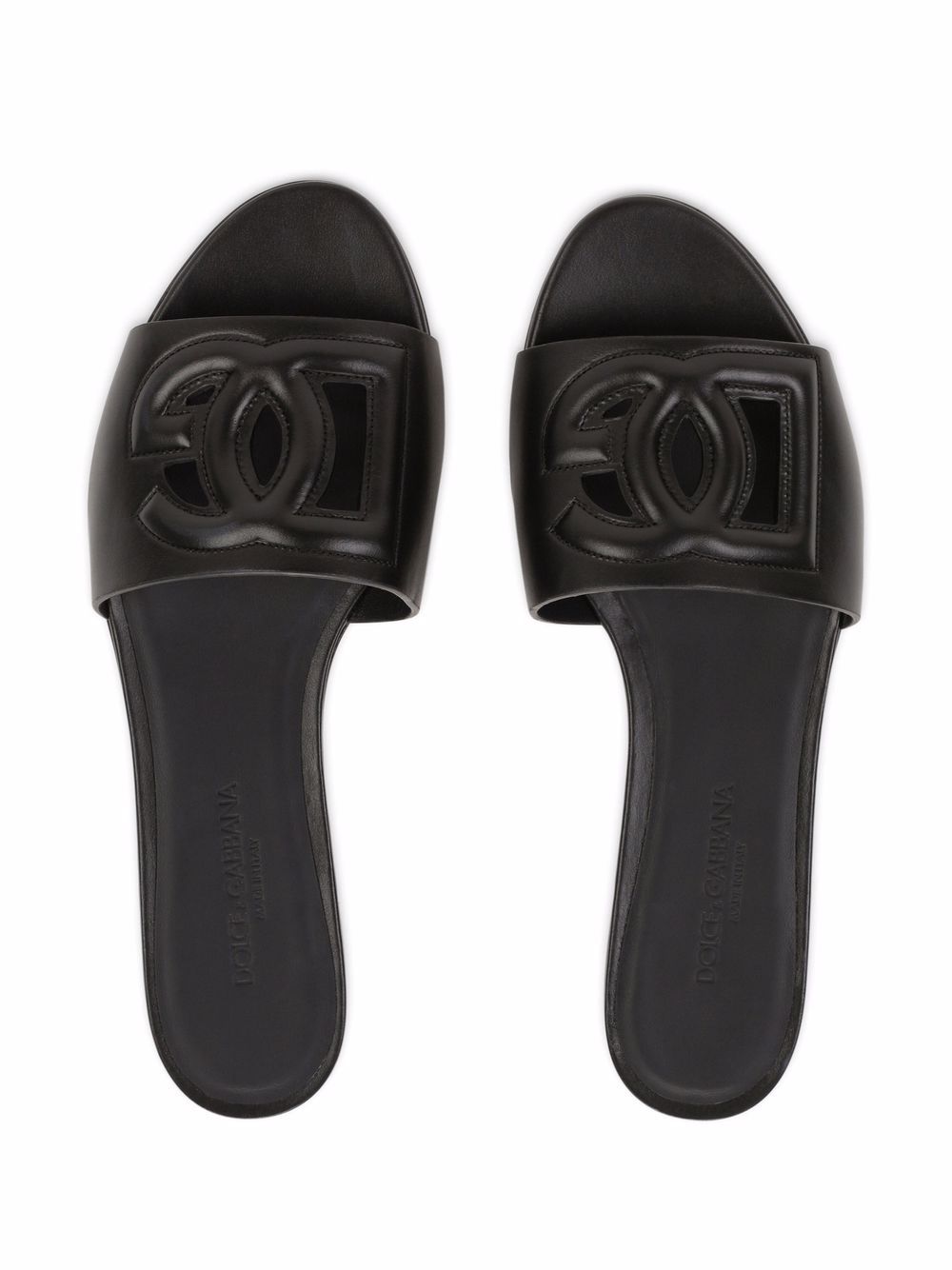 Dolce & Gabbana DG Logo Leather Flat Sandals