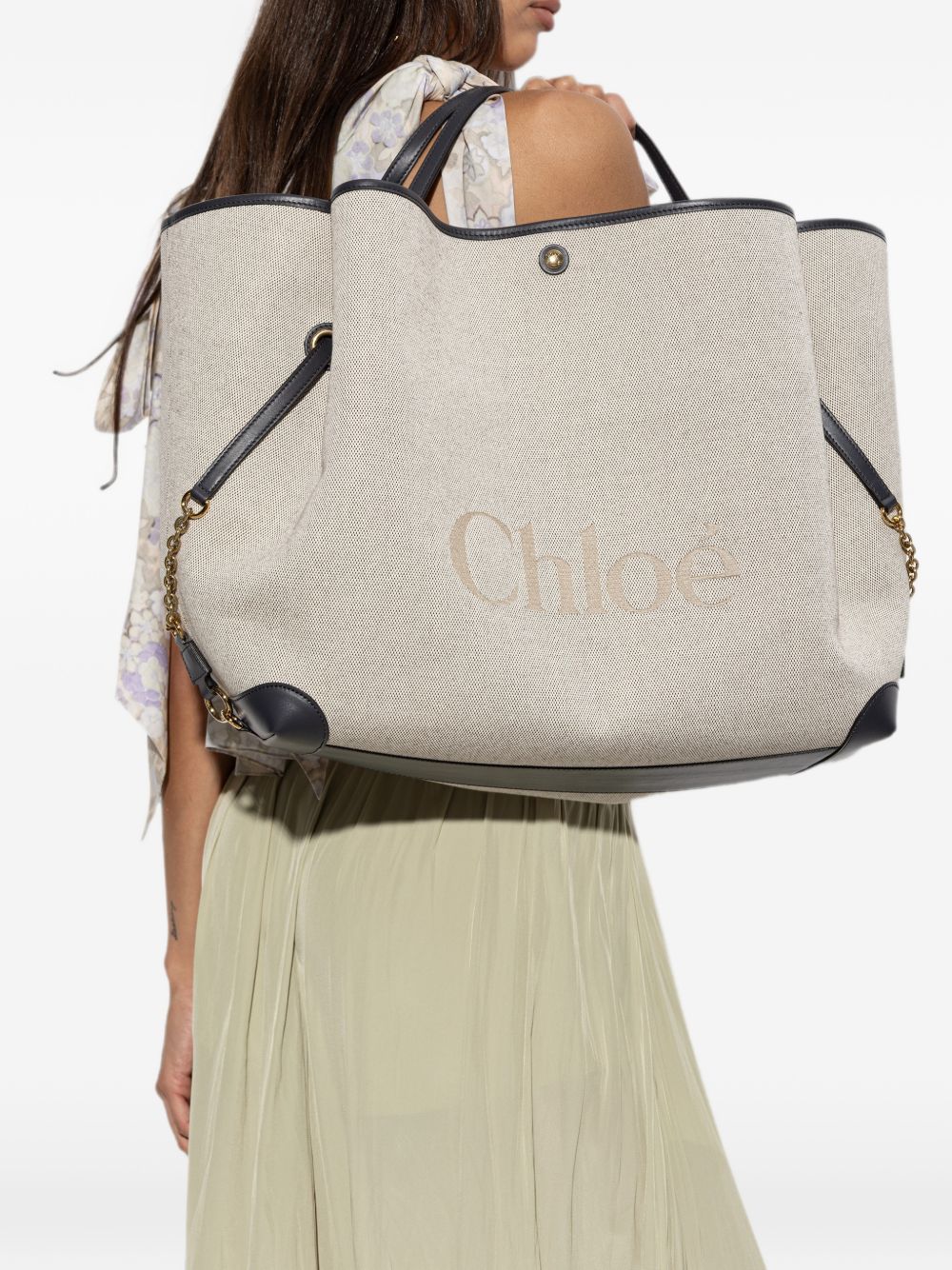 Chloé Chloe Woody Large Canvas Tote