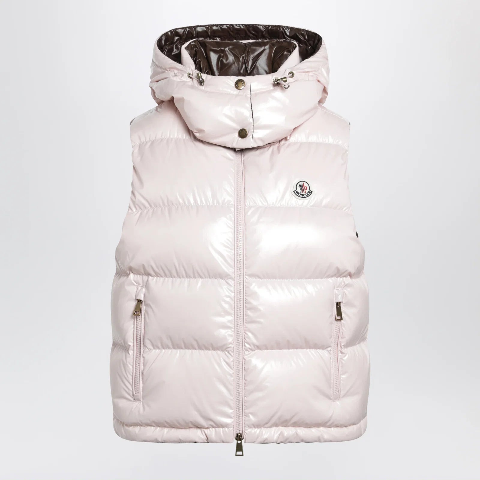 Moncler Niverolle short down vest in nylon, pink