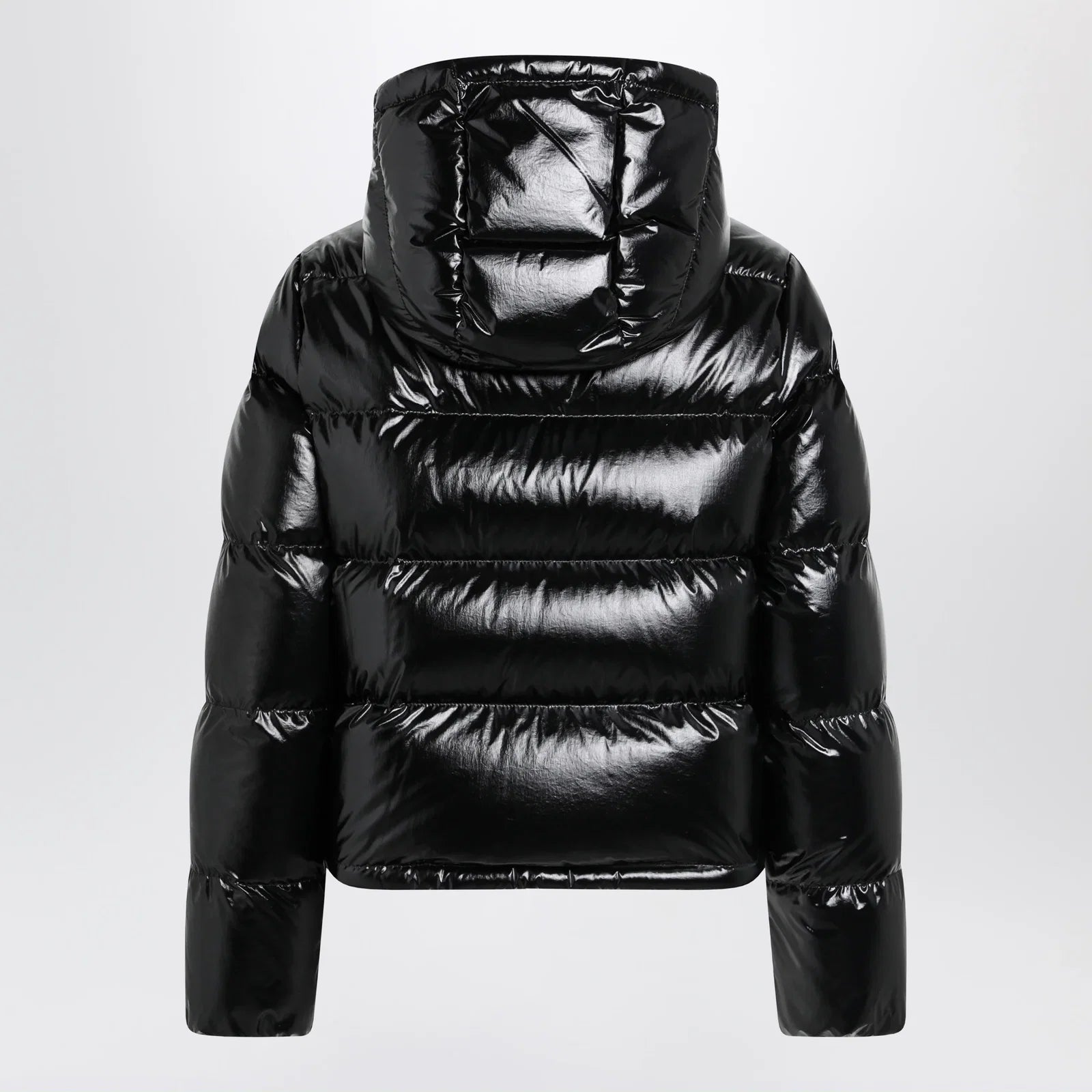 Moncler Niveole cropped down jacket in glossy nylon black