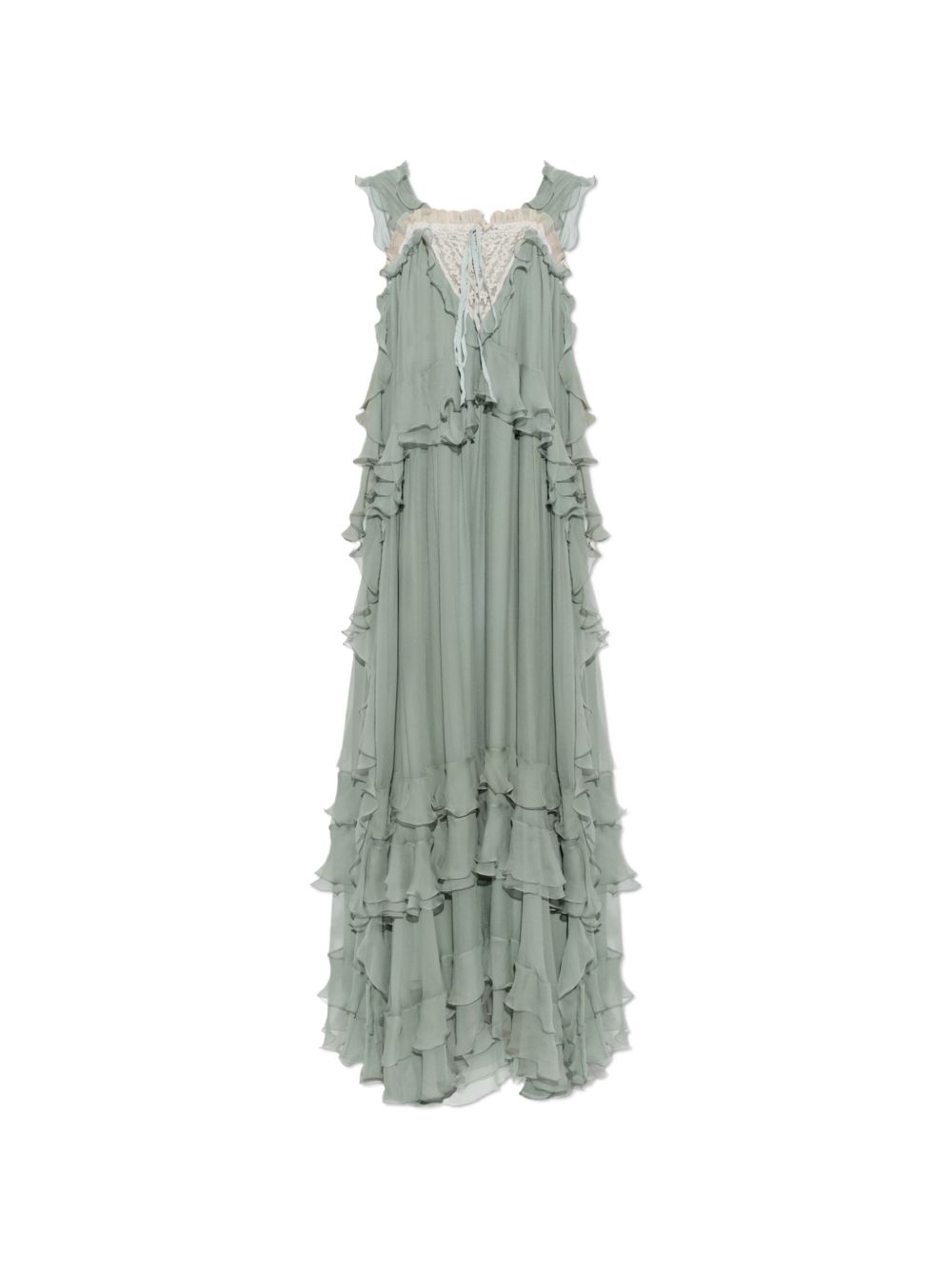 Chloé Ruffled Silk-Mousseline Maxi Dress