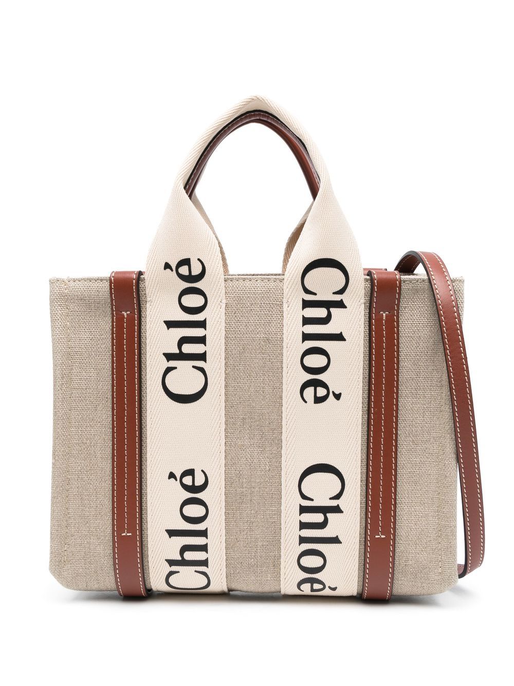 Chloé Chloe Woody Small Linen Tote Bag