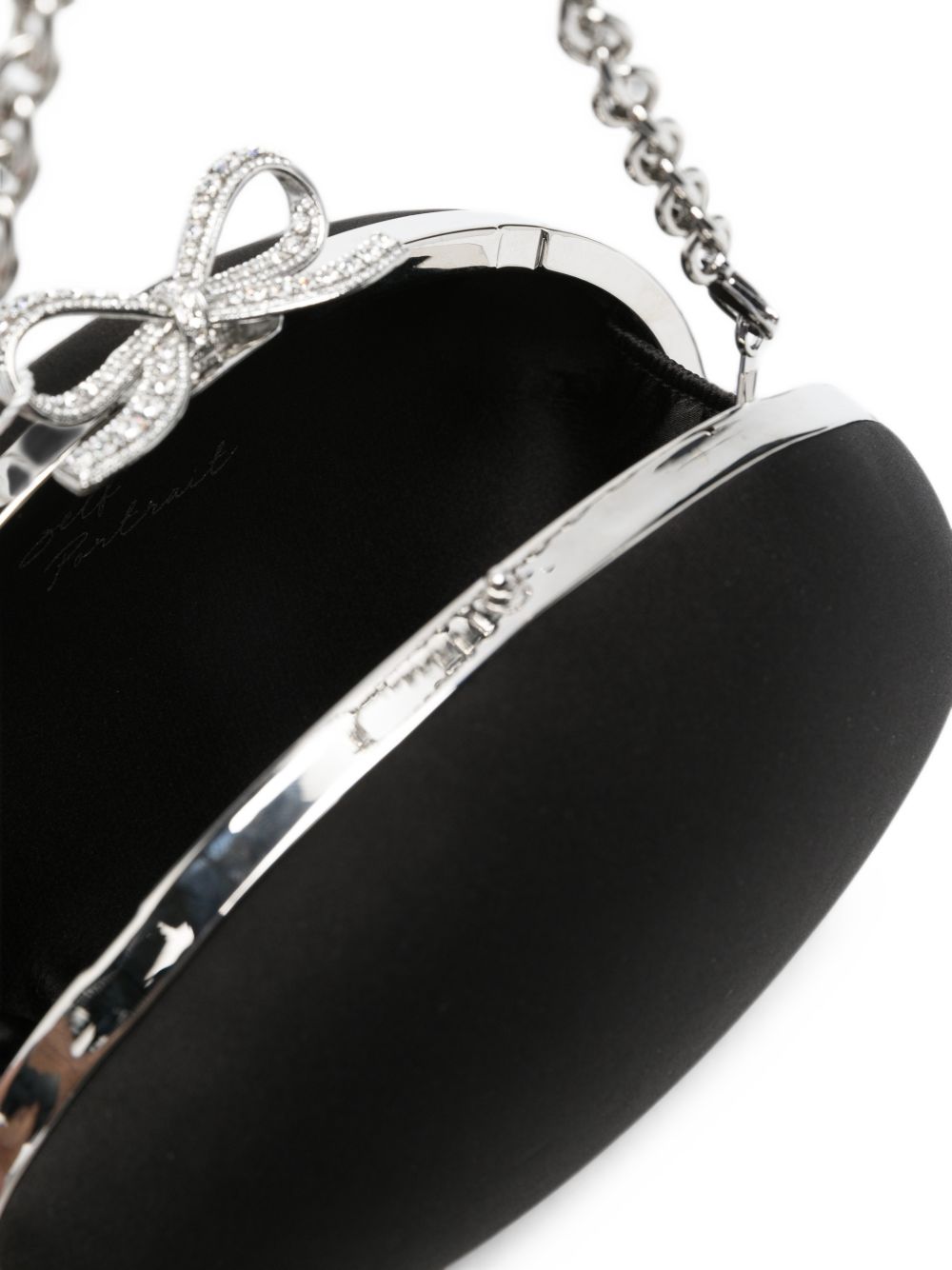 Self-Portrait Bow Crystal Oval Clutch