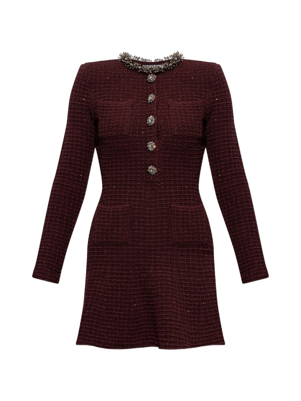 Self-Portrait Crystal-Embellished Collar Dress