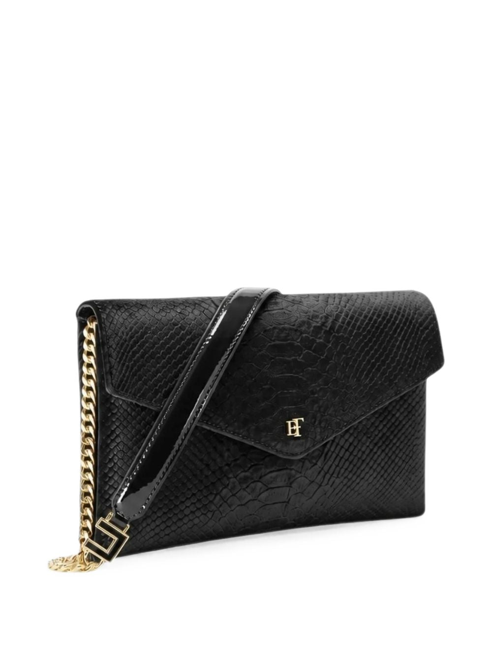 Elisabetta Franchi Crocodile-Effect Flap Clutch