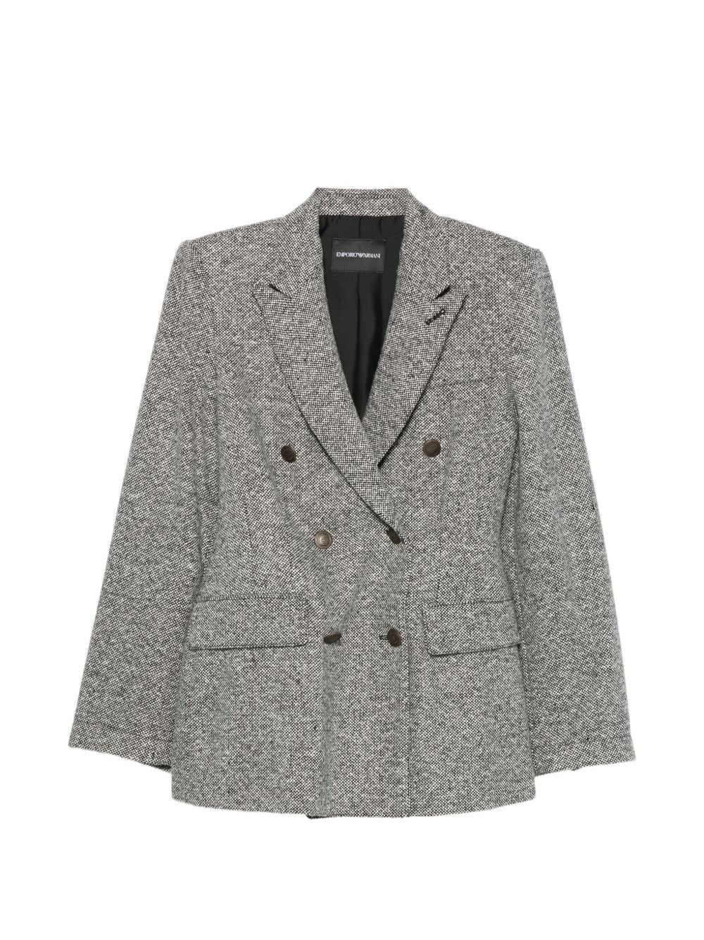 Emporio Armani Tweed Double-Breasted Blazer Jacket