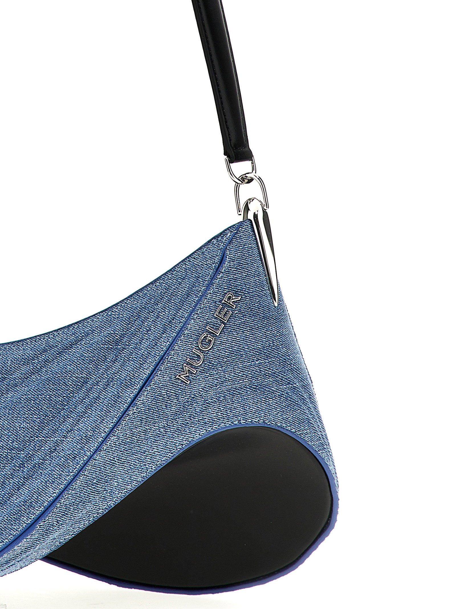 Mugler Medium Denim Spiral Curve 01 Shoulder Bag