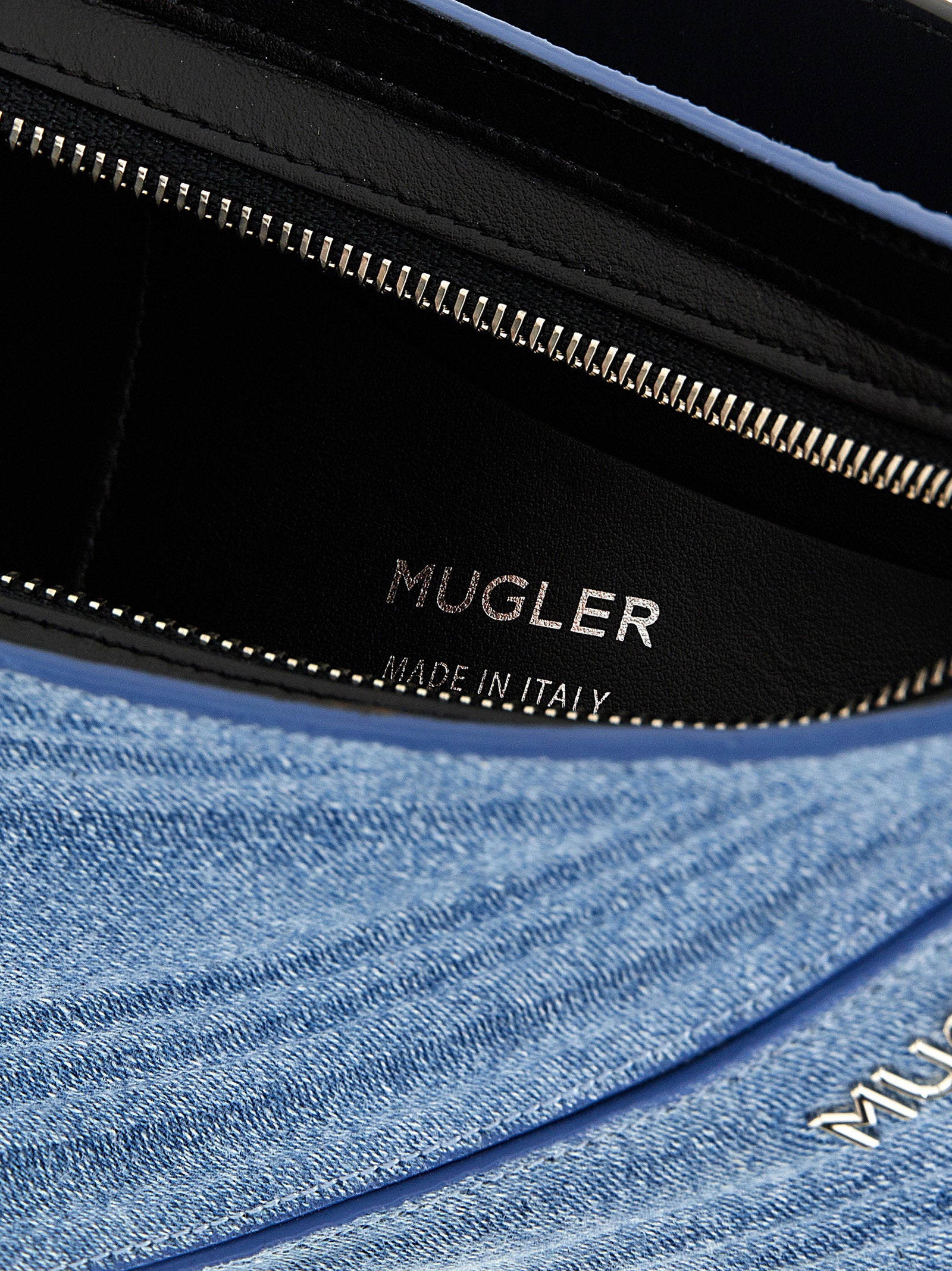 Mugler Medium Denim Spiral Curve 01 Shoulder Bag