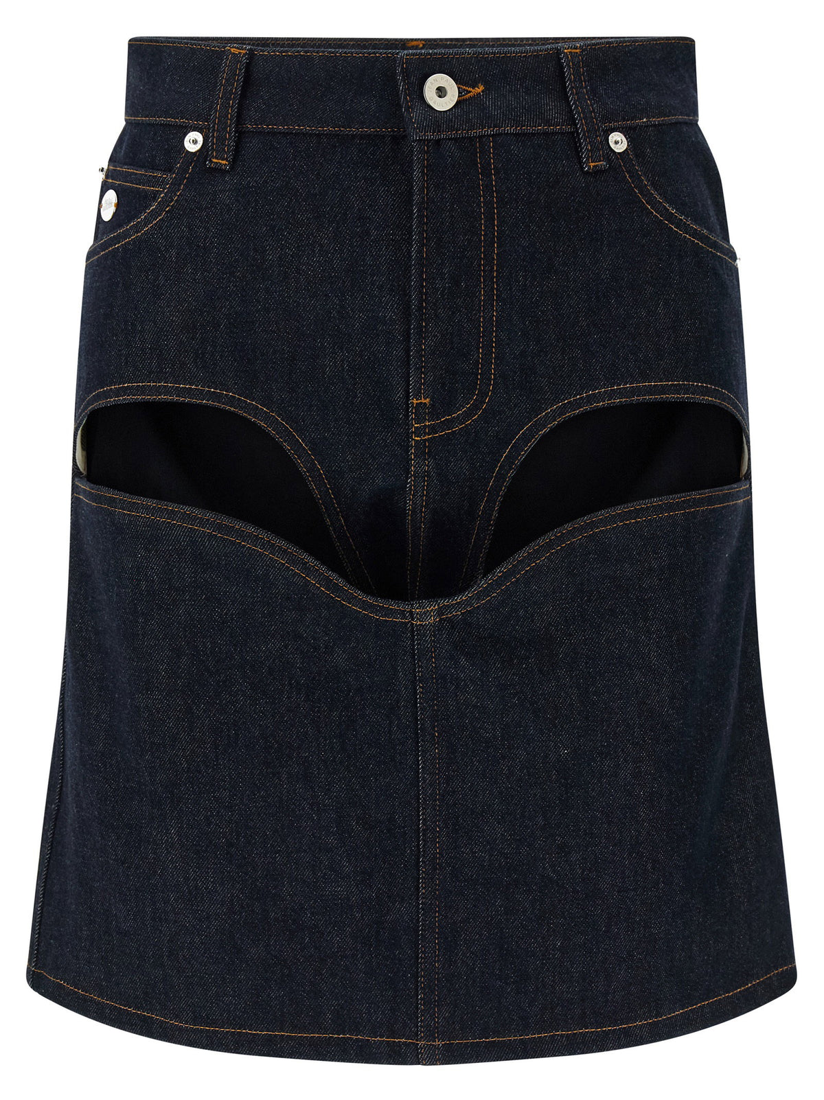 Jean Paul Gaultier Denim Mini Skirt With Cuts And Turn Up Skirt