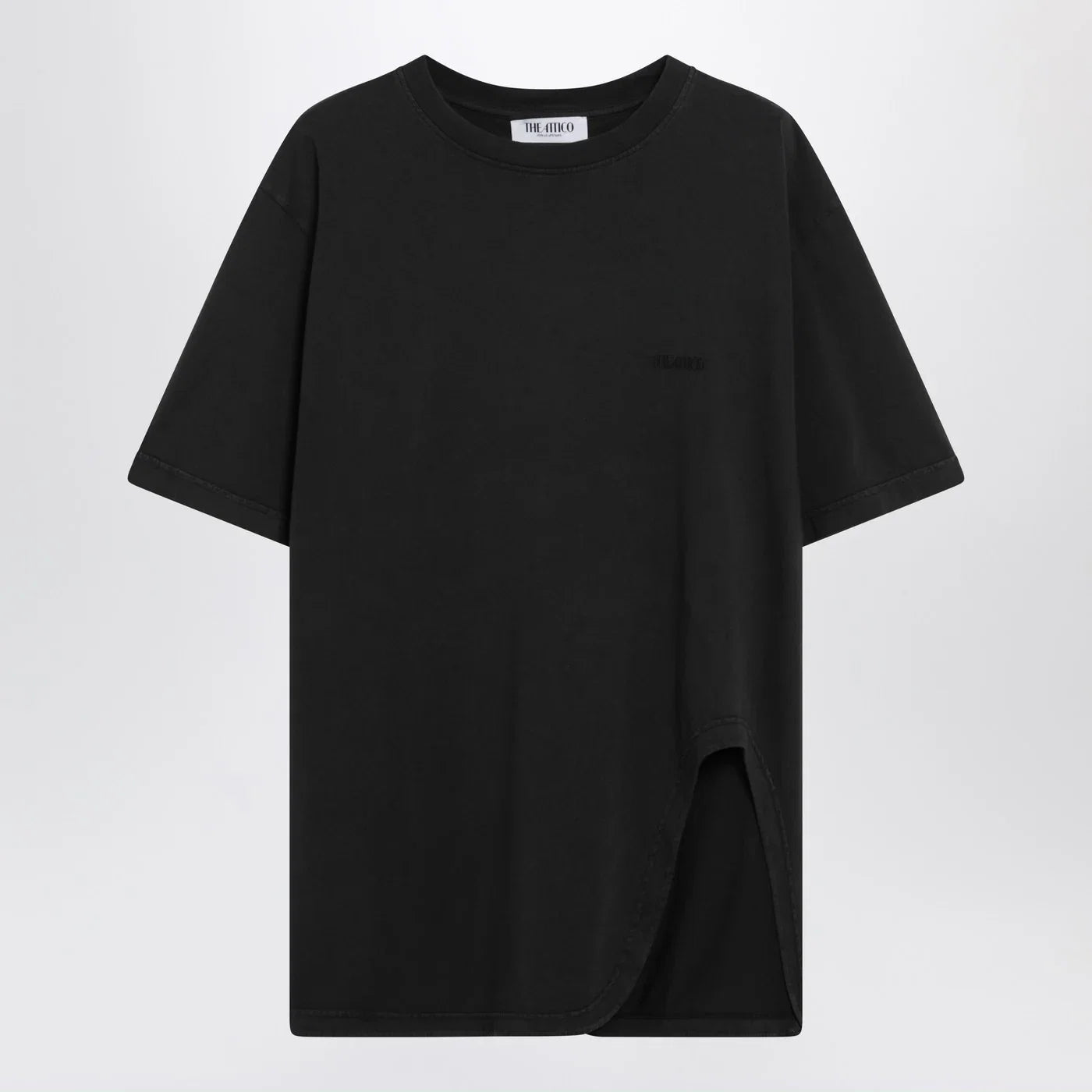 The Attico Black washed T-shirt with shaped hem