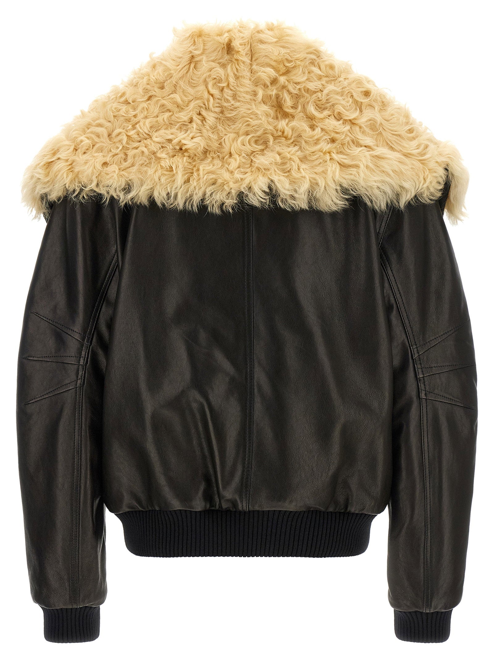 The Attico Shearling Neck Bomber Jacket