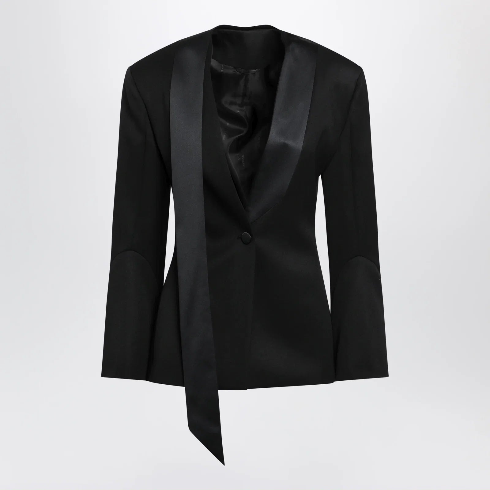 The Attico Black virgin wool tuxedo jacket with satin lapels