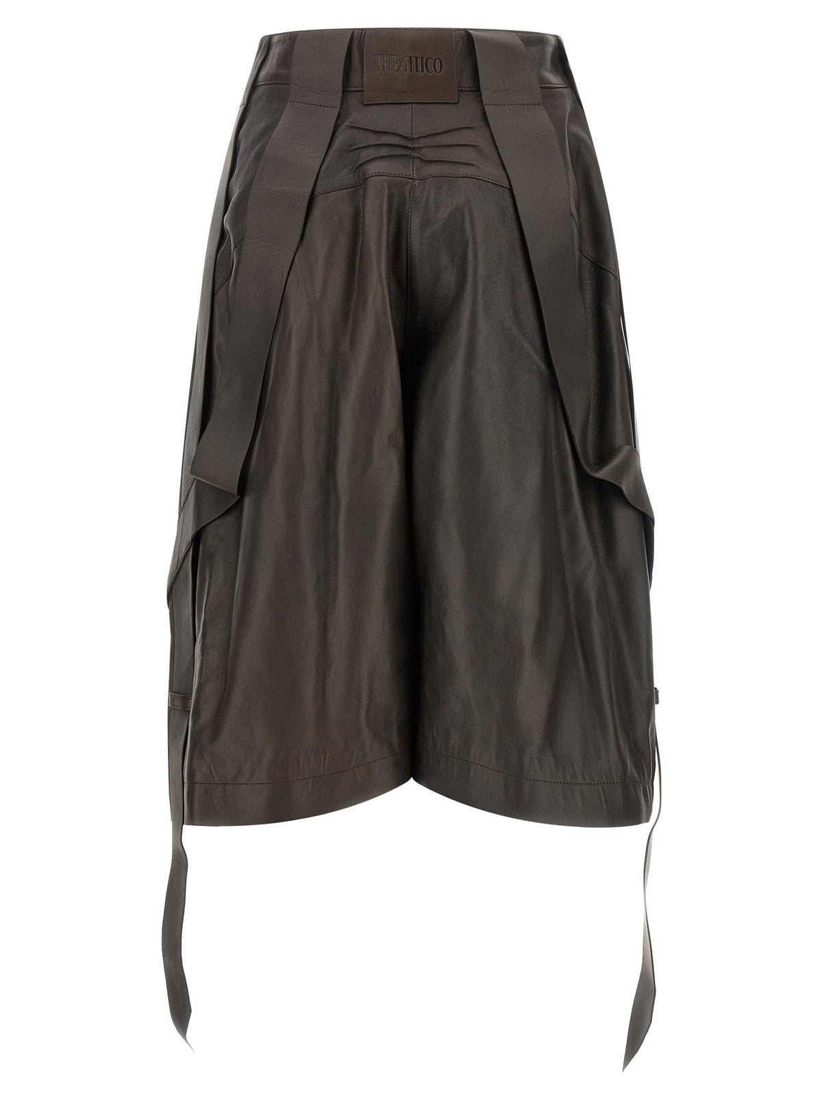 The Attico Brown Leather Bermuda Shorts