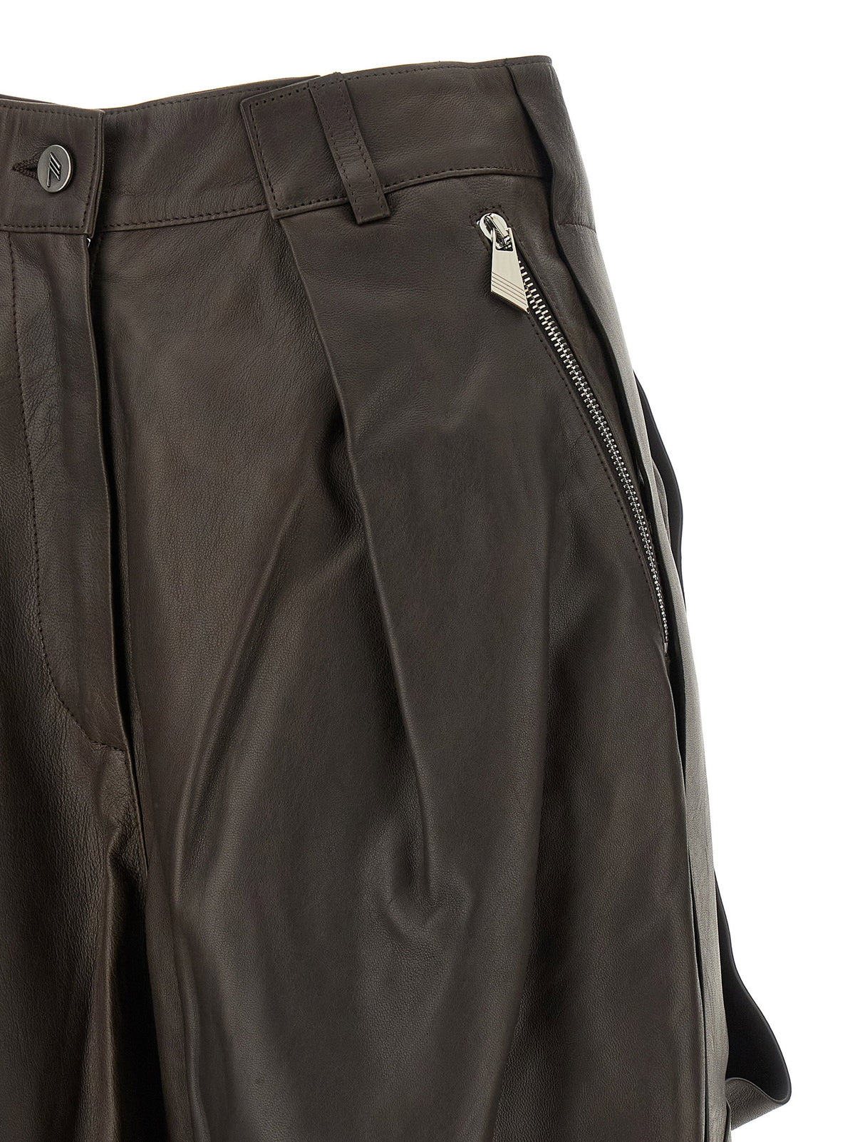 The Attico Brown Leather Bermuda Shorts