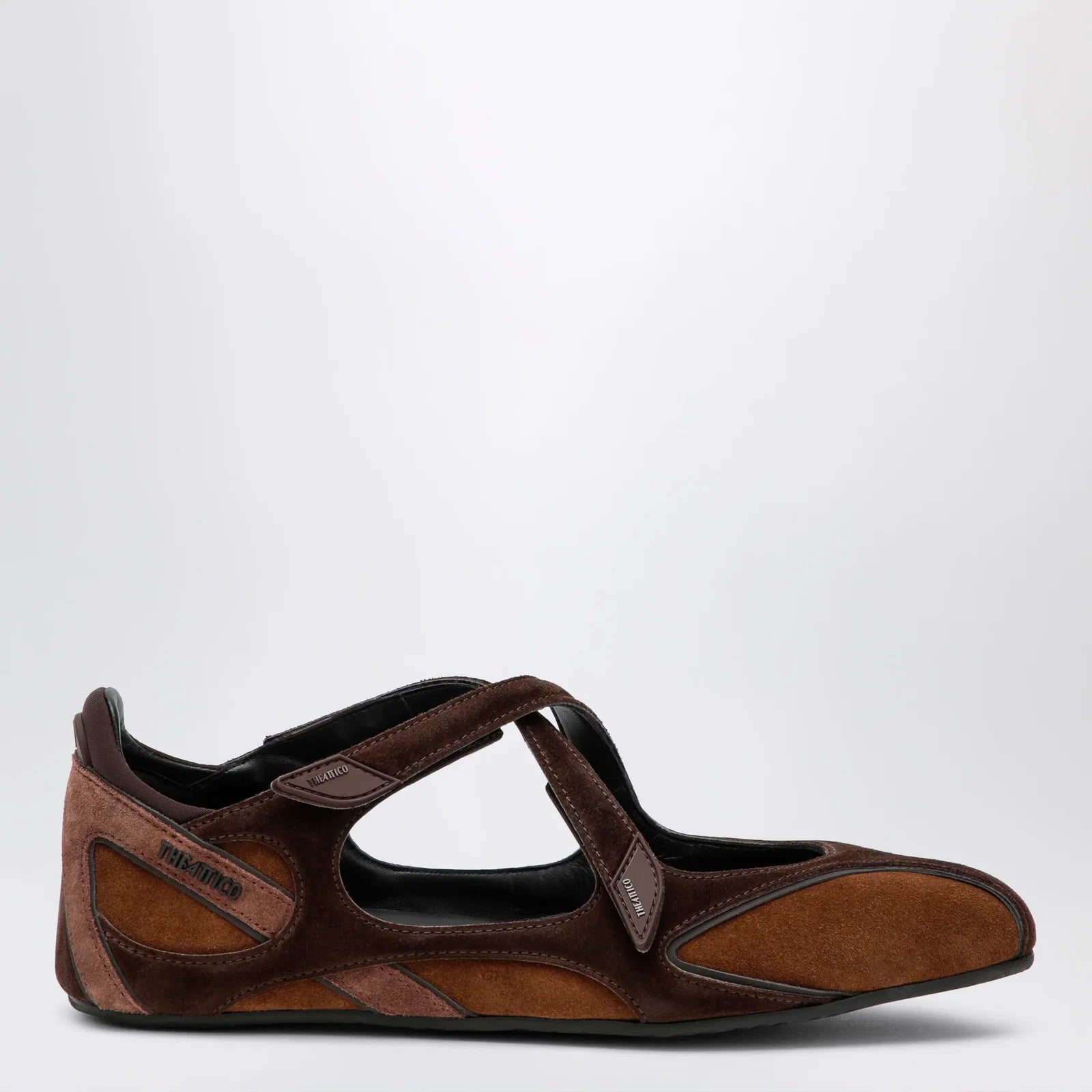 The Attico Floor 01 suede ballerina-sneaker flats in brown