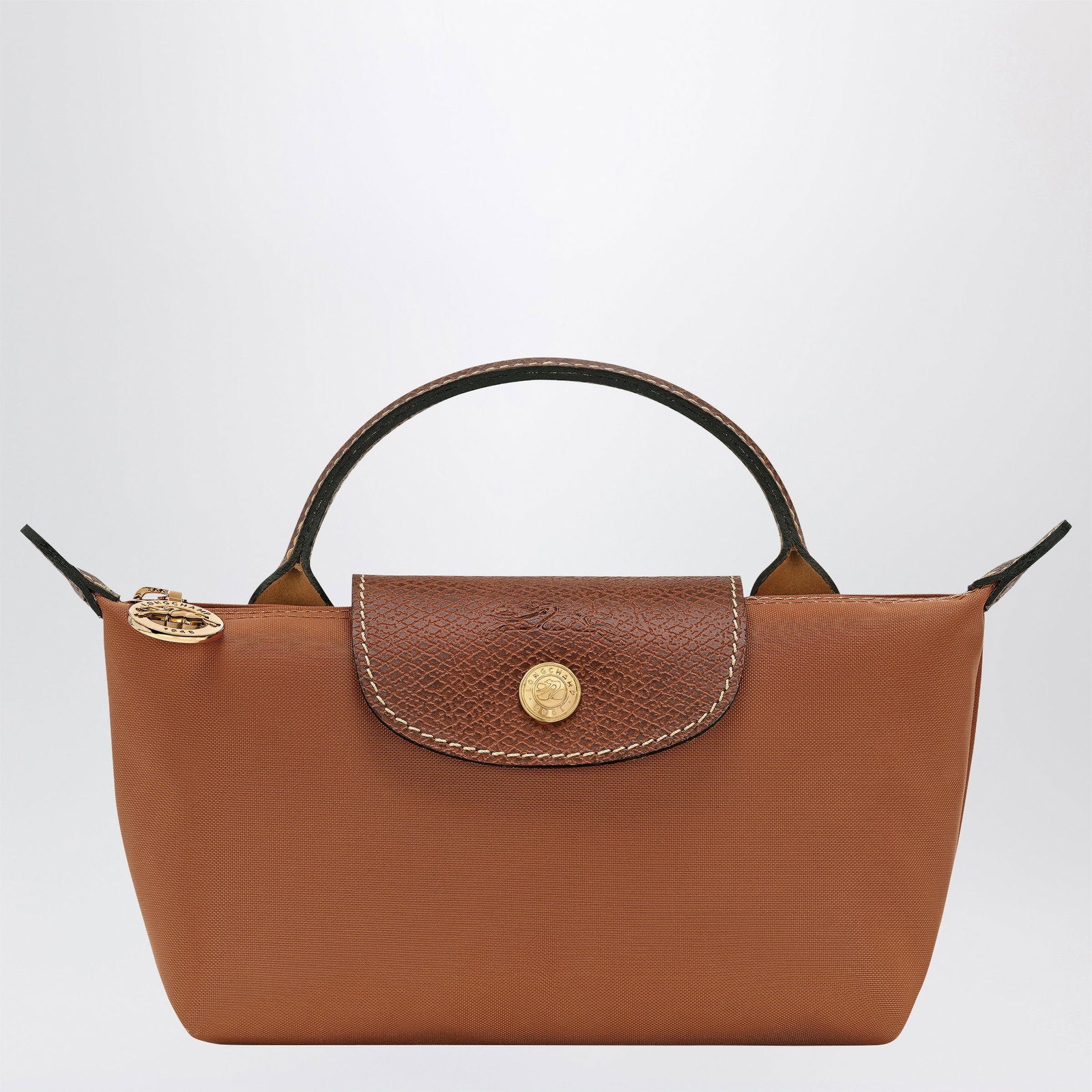 Longchamp Le Pliage Original Pebble clutch bag cognac