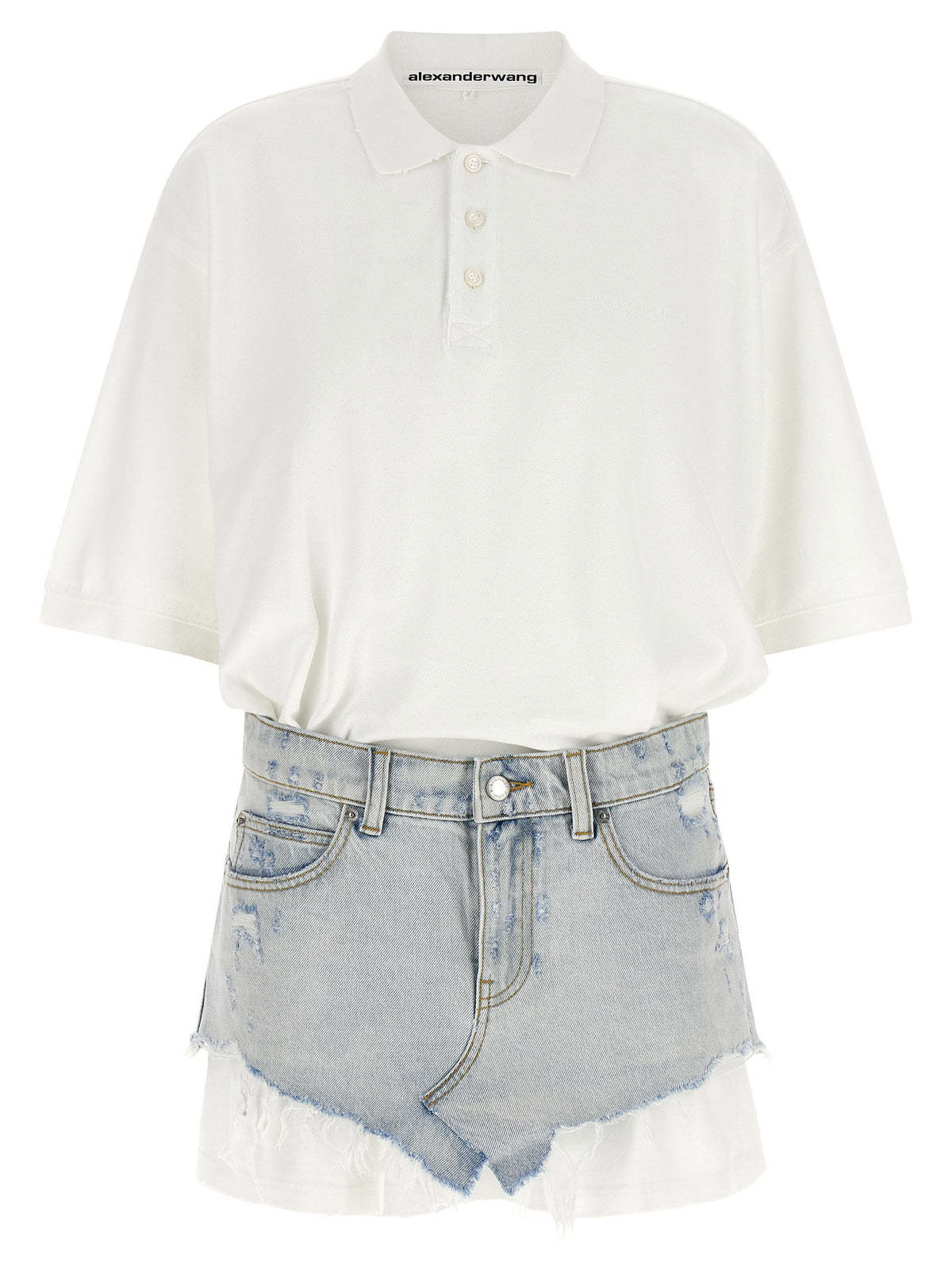 Alexander Wang Denim Skirt Polo Dress