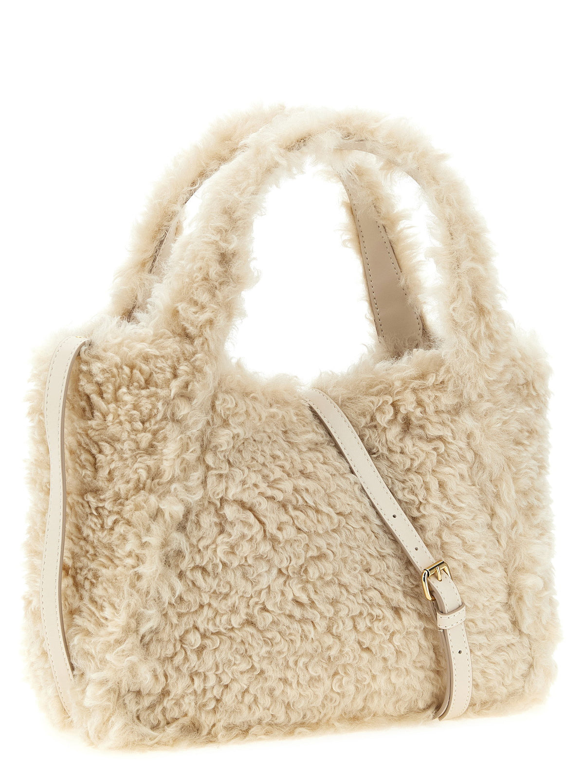 Stella Mccartney Shearling Logo Shopping Bag