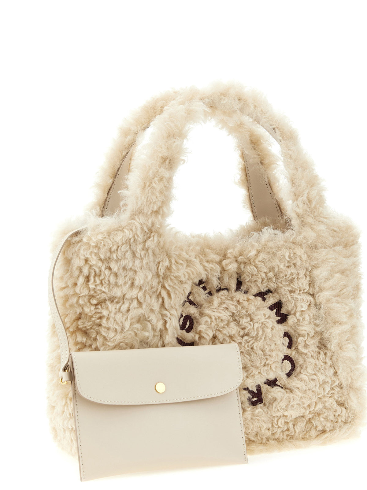 Stella Mccartney Shearling Logo Shopping Bag