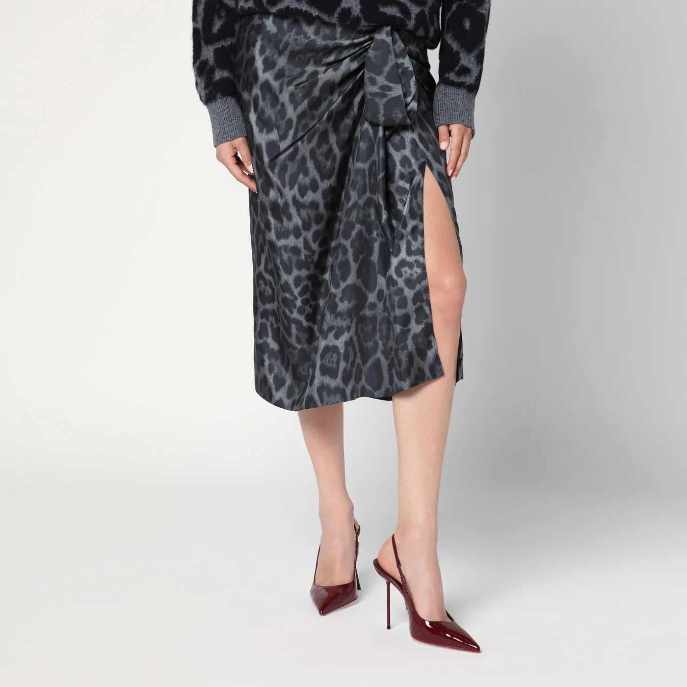 Stella McCartney Leopard midi skirt with knot