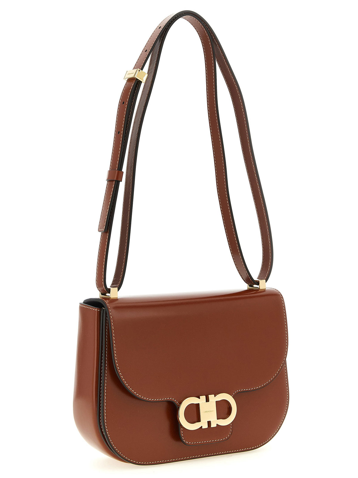 Ferragamo Double Gancini Closure Shoulder Bag