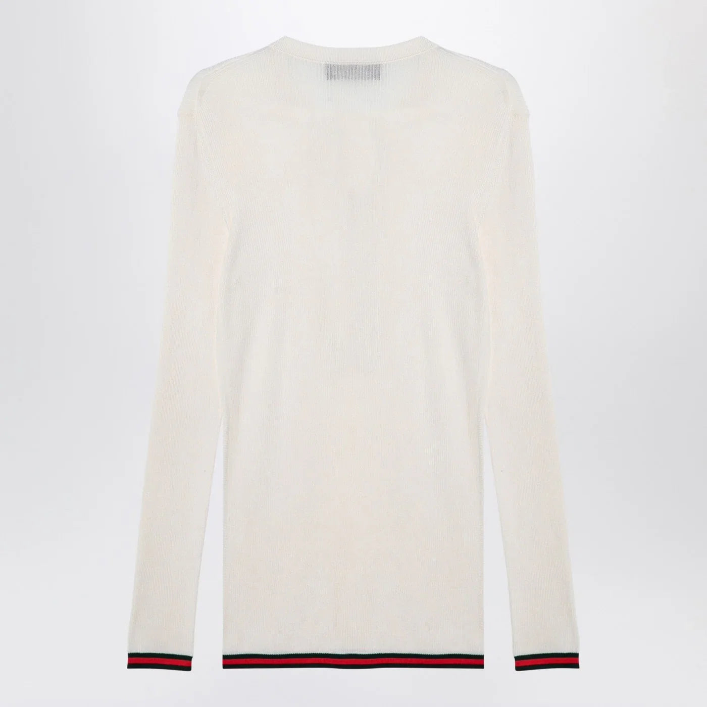 GUCCI White silk jersey with web ribbon