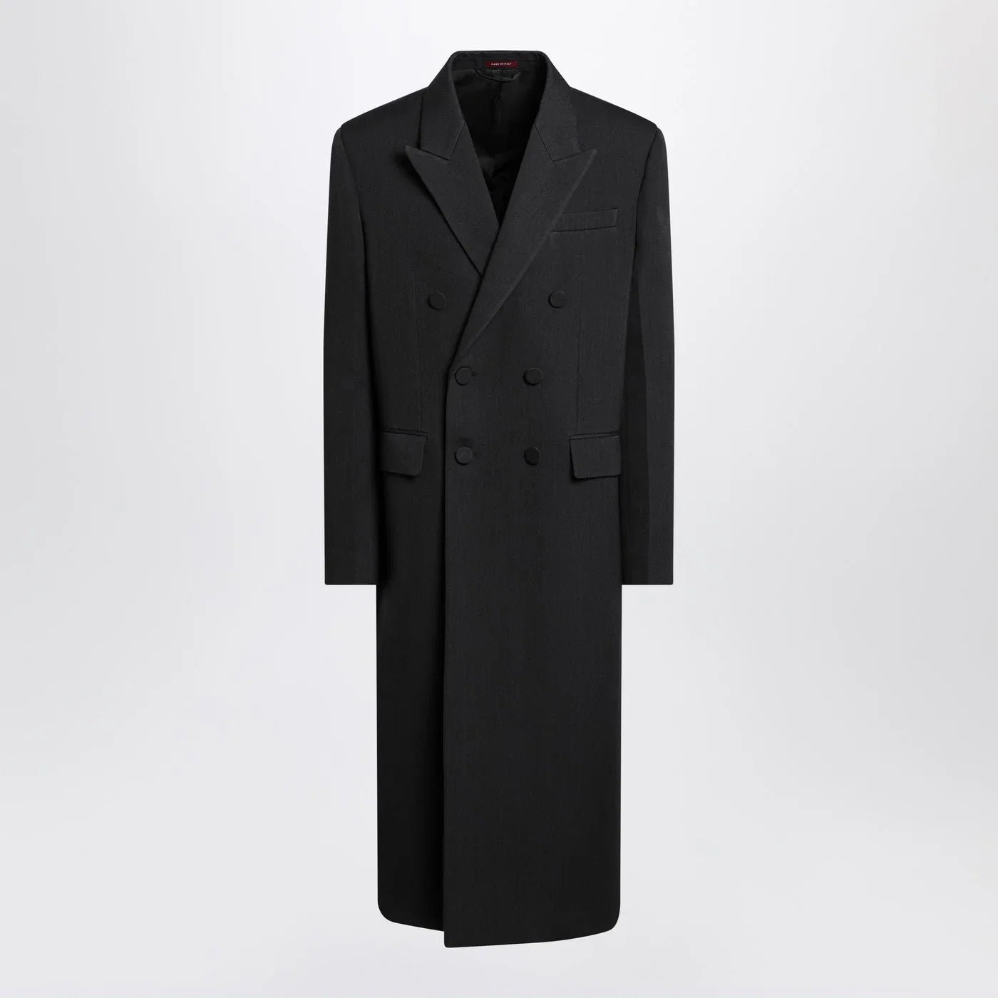 GUCCI Long double-breasted grey wool coat