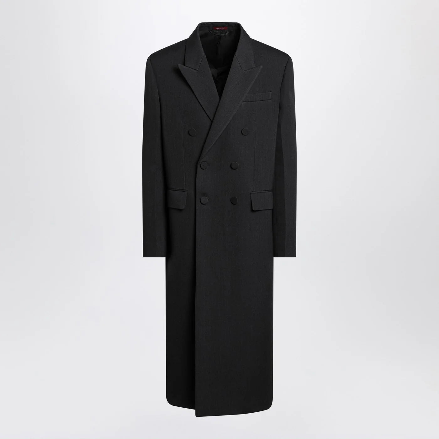 GUCCI Long double-breasted grey wool coat