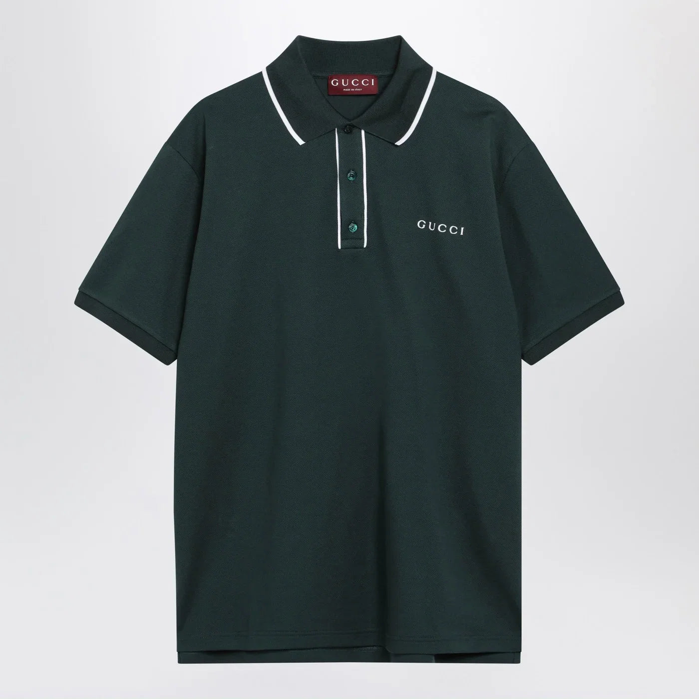 GUCCI Petrol-green cotton piqué polo shirt