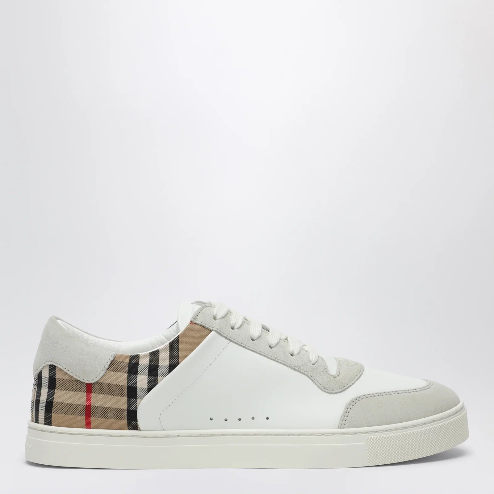 Burberry White and Check leather sneakers