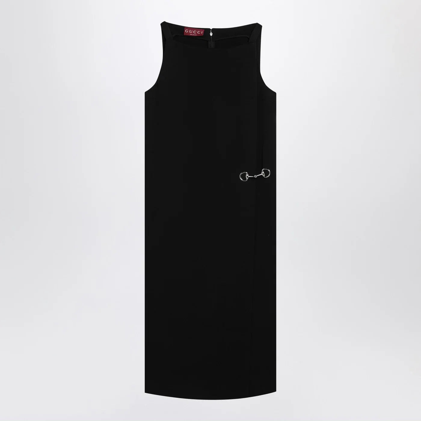 GUCCI Black viscose sablé dress with horsebit