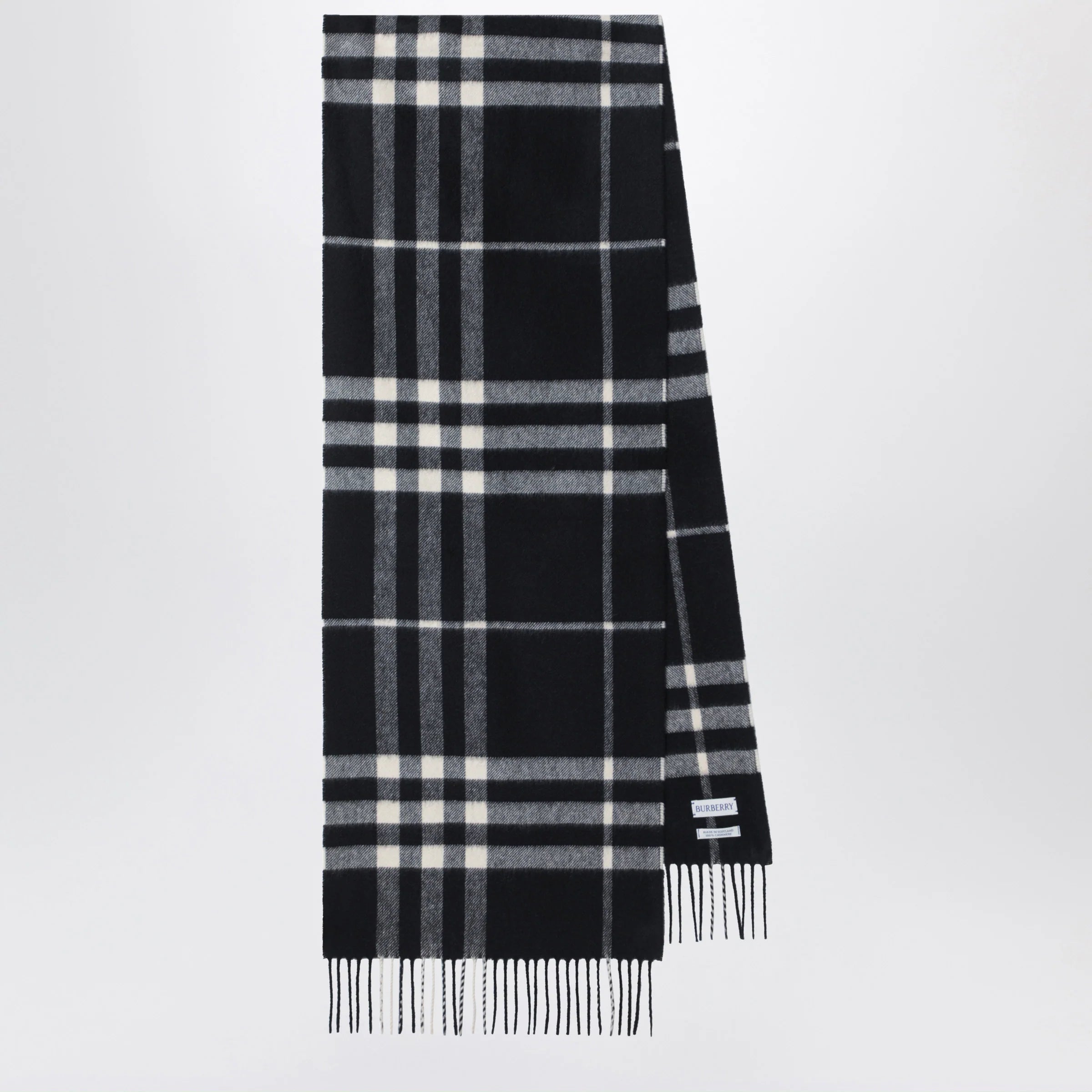 Burberry Black Check cashmere scarf